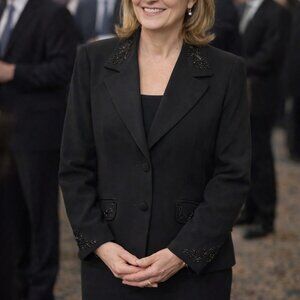 liz claiborne women black 2 piece beaded embroidery suit size 12